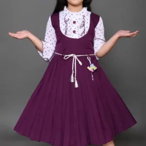 Baby Girls Below Knee Casual Dress  (Purple, 3/4 Sleeve)