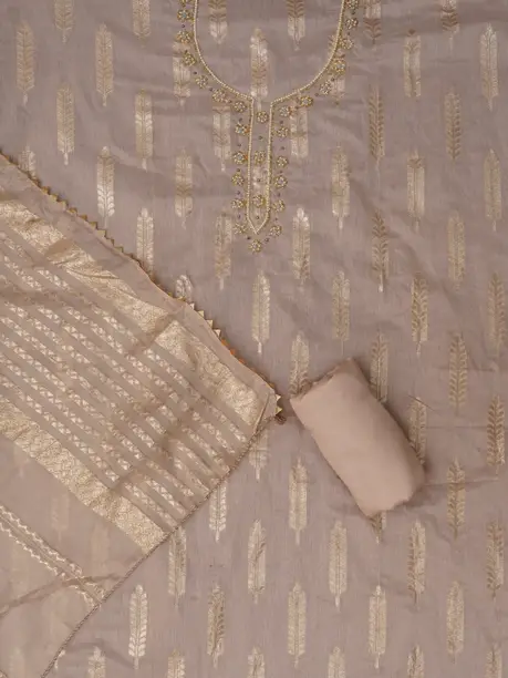 Unstitched Silk Blend Salwar Suit Material Self Design - Image 4