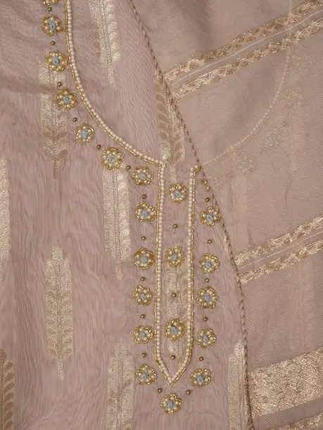 Unstitched Silk Blend Salwar Suit Material Self Design - Image 2